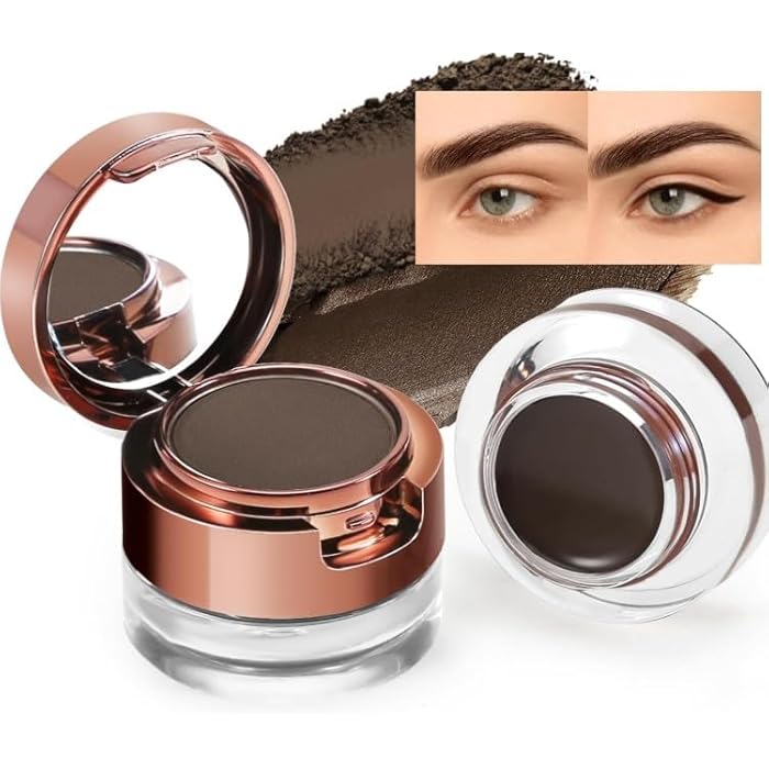 Gel Eyeliner Eyebrow Powder, Black and Brown Waterproof Smudgeproof Long Lasting Makeup Eyeliner Gel with Brush Mirror, 0.49 Ounce, Pack of 2 - Image 5